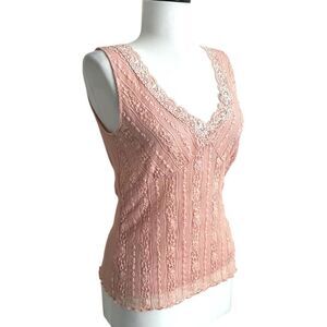 TINT Lace Y2K Babydoll Tank Top Fitted M Pink Fairy Grunge Coquette Going out